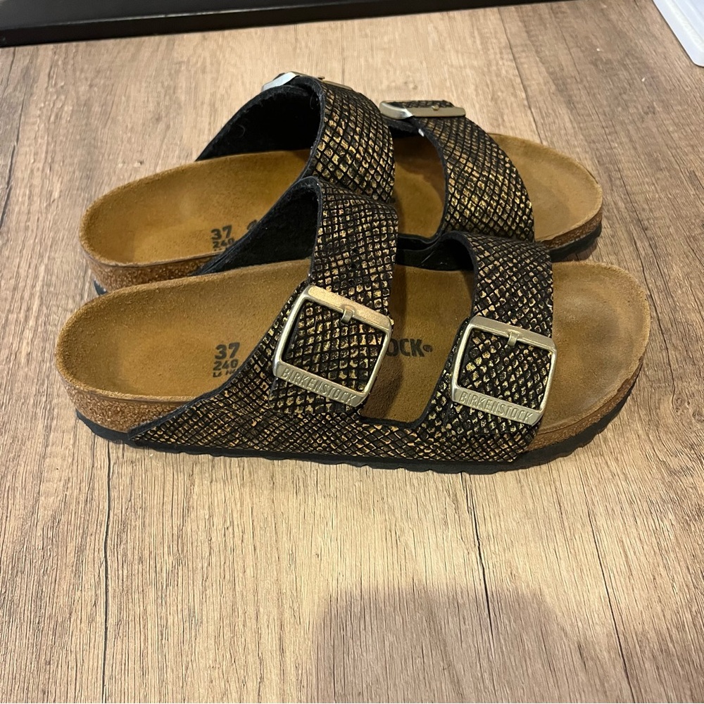 Birkenstock Arizona Madrid Shiny Python Block sandals